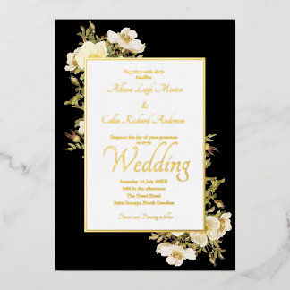 Invitation En Aluminium Élégant Rose ivoire Lux noir