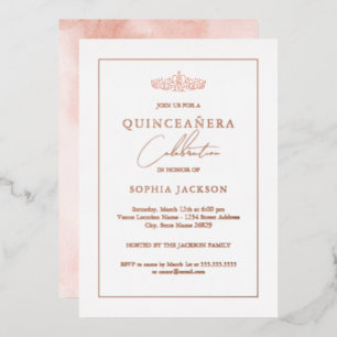 Invitation En Aluminium Elégant Rose or aquarelle Quinceanera Anniversaire