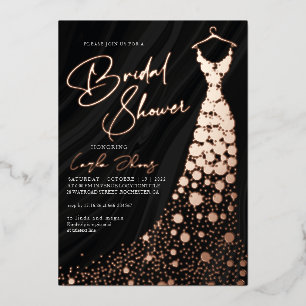 Invitation En Aluminium Elégant Rose Or et noir moderne douche nuptiale