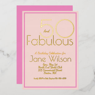 Invitation En Aluminium Elégant rose poudré et or foil 50e anniversaire