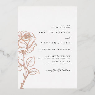 Invitation En Aluminium Élégant Rose Rose réel Mariage d'huile or