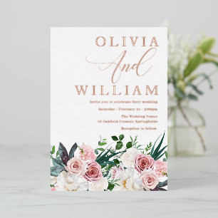 Invitation En Aluminium Elégant rose rose rose rose Roses Mariage Rose or