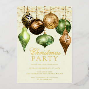 Invitation En Aluminium Élégant Safari Ornement Doré Soirée de Noël