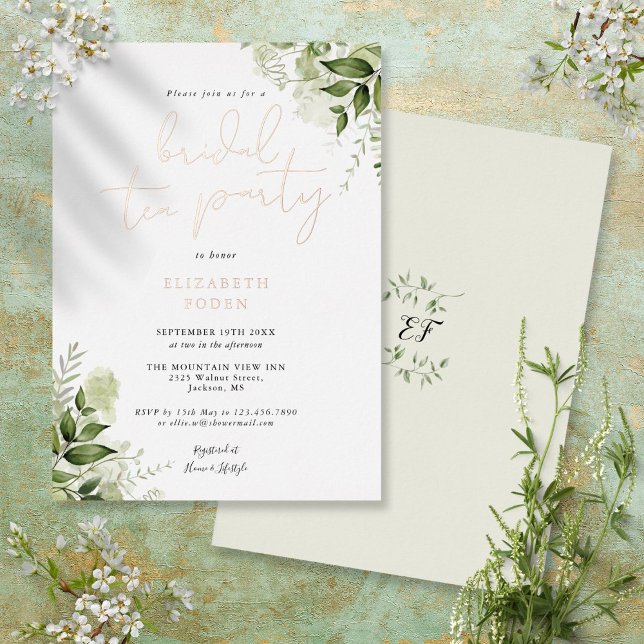 Invitation En Aluminium Élégant script de fête de thé de mariage avec mono (Créateur téléchargé)