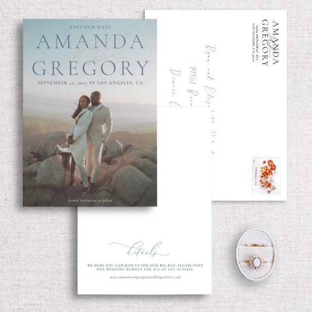 Invitation En Aluminium Élégant script et serif Moderne Foil Enregistrer l (Créateur téléchargé)