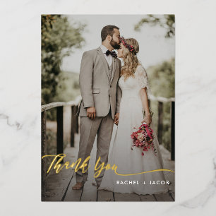 Invitation En Aluminium Élégant Script Gold Foil Simple Mariage 2 photos