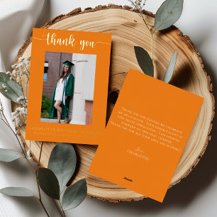 Invitation En Aluminium Élégant Script Orange Gold Photo Graduation