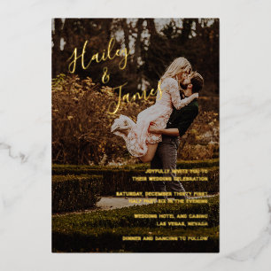 Invitation En Aluminium Élégant script photo Mariage moderne