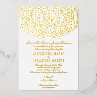 Invitation En Aluminium Élégant script romantique Golden Pearls Mariage Go