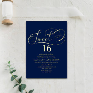 Invitation En Aluminium Élégant Script Sweet 16 Anniversaire Réel