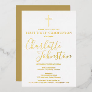 Invitation En Aluminium Élégant Signature Script Première Communion sainte