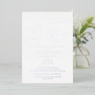 Invitation En Aluminium Élégant Silver Foil Calligraphy Party