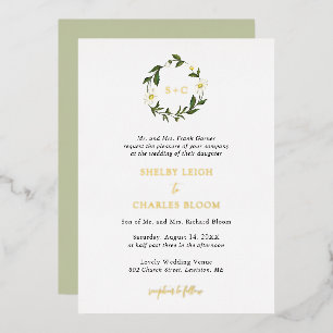 Invitation En Aluminium Élégant simple marguerite Formelle Mariage Floral