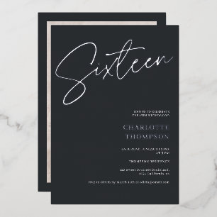Invitation En Aluminium Elégant simple moderne gris photo Sweet 16 argent