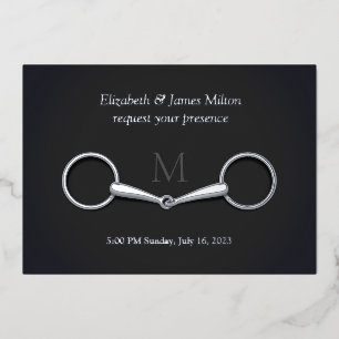 Invitation En Aluminium Élégant Snaffle Argent Un Peu Équestre Monogramme