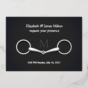 Invitation En Aluminium Élégant Snaffle Argent Un Peu Équestre Monogramme