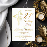 Invitation En Aluminium Élégant Snowdrops 21ème Anniversaire Fête Bloquée<br><div class="desc">Elégant snowdrops design floral du mois de naissance "21st Birthday Party" avec un motif floral snowdrop.</div>