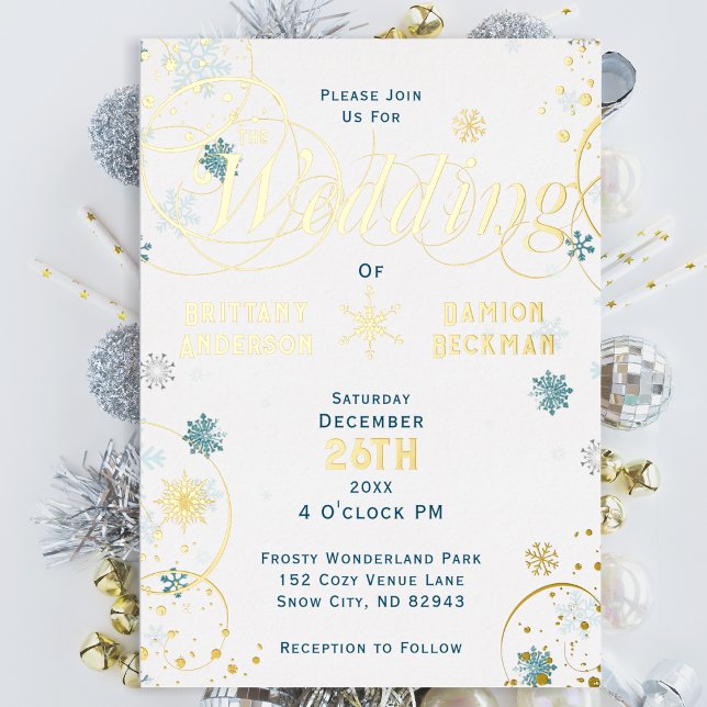 Invitation En Aluminium Élégant Snowflake Swirls Winter Wonderland Mariage (Créateur téléchargé)