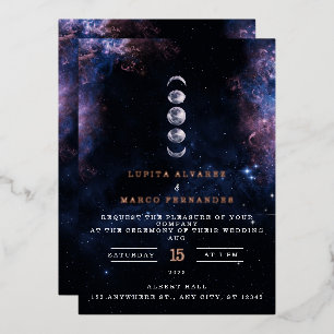 Invitation En Aluminium Elégant thème spatial Astronomie Lune Mariage Invi