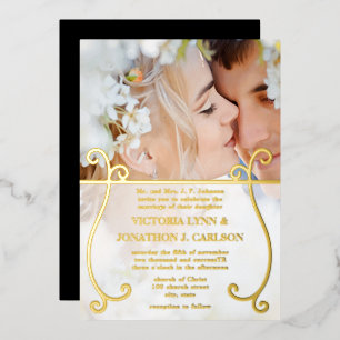 Invitation En Aluminium Élégant Tourbillon Photo Mariage