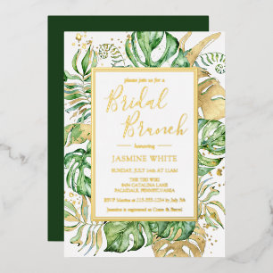 Invitation En Aluminium Elégant Tropical Bridal Brunch Shower Gold