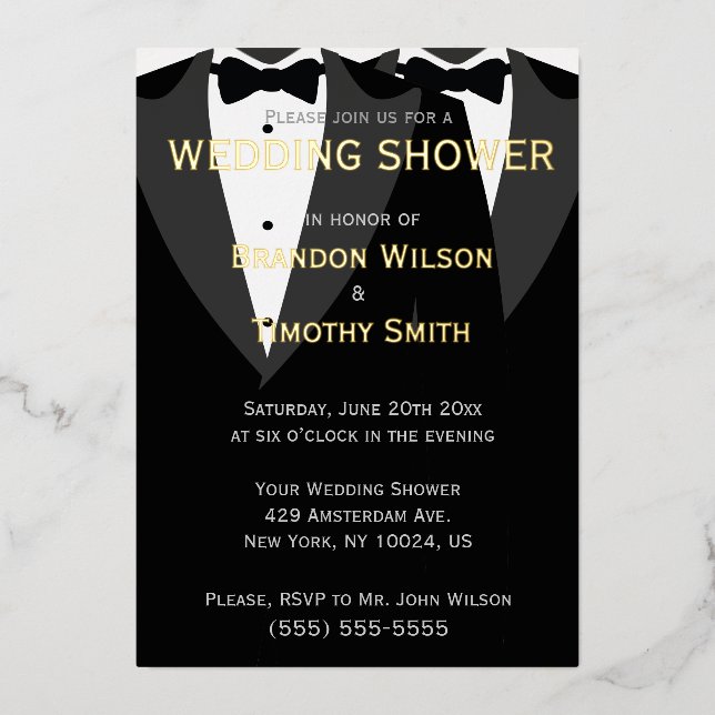 Invitation En Aluminium Élégant Véritable Gold Foil Wedding shower Invitat (Recto)