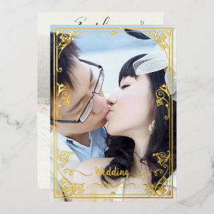 Invitation En Aluminium Elégant Victorian Votre Photo Back & Front Gold