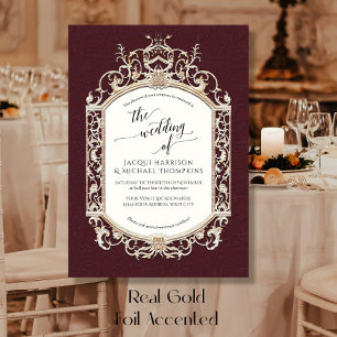 Invitation En Aluminium Elégant Vintage Baroque Défilé Bourgogne