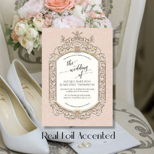 Invitation En Aluminium Élégant Vintage Baroque Défilé Or rose