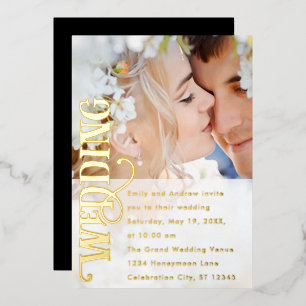 Invitation En Aluminium Élégant Vintage moderne Gold Photo Mariage