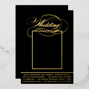 Invitation En Aluminium Elégant Vintage moderne Gold Photo Mariage Foi Foi