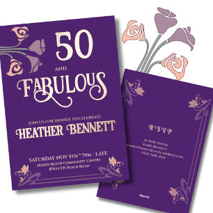 Invitation En Aluminium Élégant Violet Fabuleux 50 Rose Feuille d'Aluminiu