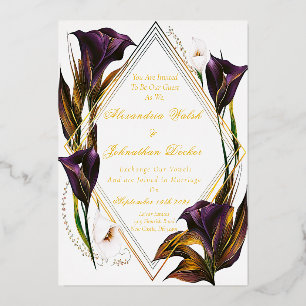 Invitation En Aluminium Élégant Violet violet Calla Lilly Floral
