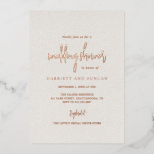 Invitation En Aluminium Elégant Wedding shower beige Rose or