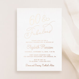 Invitation En Aluminium Élégante 60 Et Fabuleuse 60e fête d'anniversaire