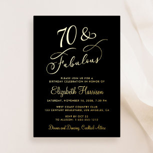Invitation En Aluminium Elégante 70 Et Fabuleuse Black 70th Birthday Party