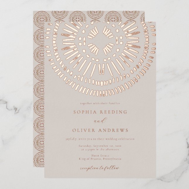 Invitation En Aluminium Elégante aquarelle Art déco Mariage tropicale (Recto/Verso)