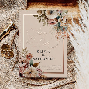 Invitation En Aluminium Elégante aquarelle Floral Wedding Enregistrer la d