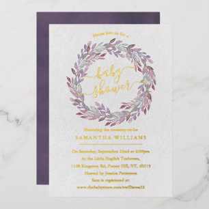 Invitation En Aluminium Elégante aquarelle Laurel Baby shower de couronne