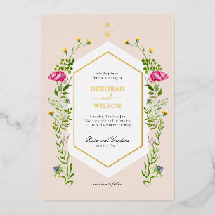 Invitation En Aluminium Elégante aquarelle monogramme Mariage floral Foi