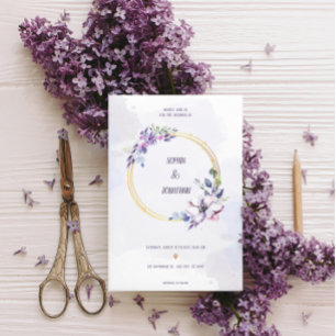 Invitation En Aluminium Elégante aquarelle Neutre floral mariage or