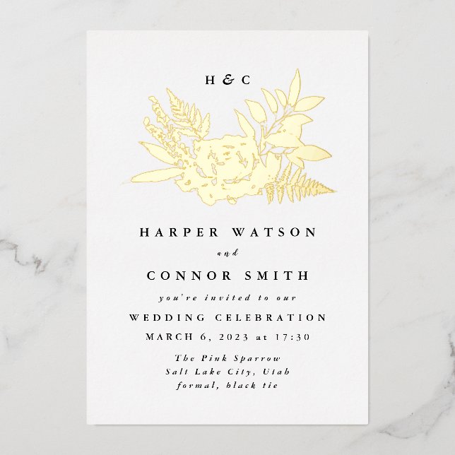 Invitation En Aluminium Elégante aquarelle romantique Mariage floral bouch (Recto)