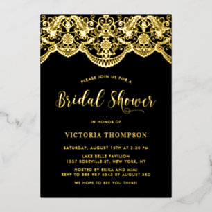 Invitation En Aluminium Élégante Broderie Florale en Dentelle de Brocart p