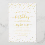 Invitation En Aluminium Élégante calligraphie à huile d'or 21e anniversair<br><div class="desc">Plus joli 21st Birthday Invitations dans le Little Bayleigh Store!</div>