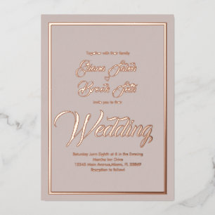 Invitation En Aluminium Élégante calligraphie cœur mariage pressé feuille