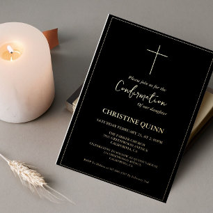 Invitation En Aluminium Élégante Calligraphie Minimaliste Noire Confirmati