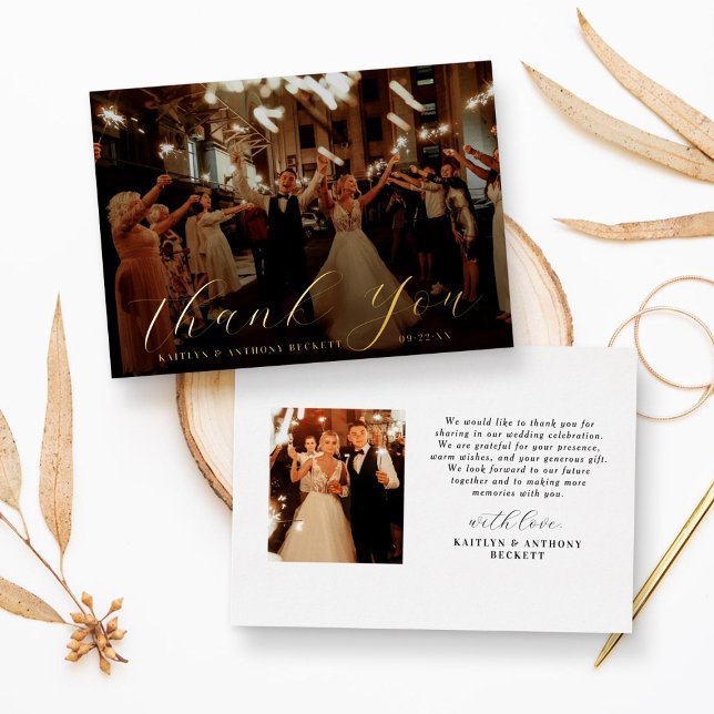 Invitation En Aluminium Élégante calligraphie Personnalisée Mariage Photo  (Créateur téléchargé)