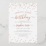 Invitation En Aluminium Élégante calligraphie Rose Gold Foil 21e anniversa<br><div class="desc">Plus joli 21st Birthday Invitations dans le Little Bayleigh Store!</div>