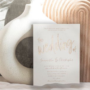 Invitation En Aluminium Élégante Calligraphie Rose Or Le Mariage De