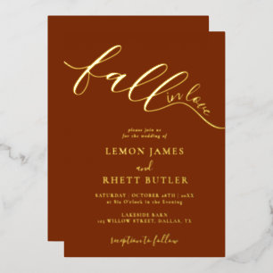 Invitation En Aluminium Élégante Calligraphie Tombe Dans L'Amour Mariage O